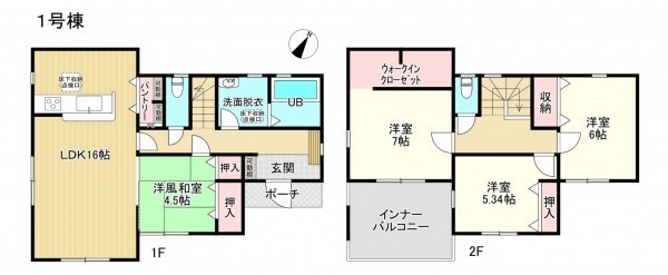 岩国市川下町、新築一戸建ての間取り画像です