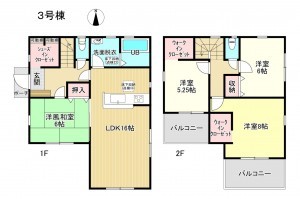 岩国市川下町、新築一戸建ての間取り画像です