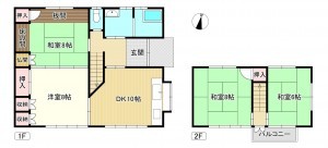 岩国市玖珂町、中古一戸建ての間取り画像です