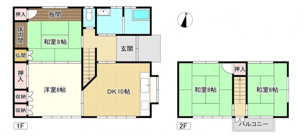 岩国市玖珂町、中古一戸建ての間取り画像です