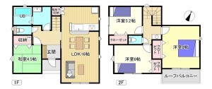 大竹市新町、新築一戸建ての間取り画像です