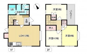 岩国市平田、中古一戸建ての間取り画像です