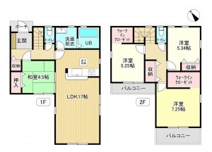 大竹市新町、新築一戸建ての間取り画像です