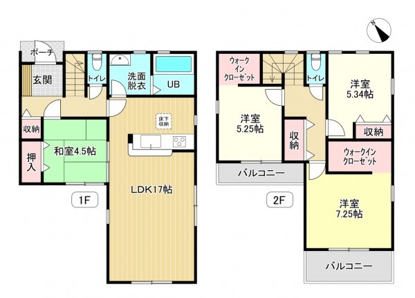 大竹市新町、新築一戸建ての間取り画像です