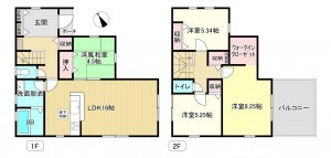 岩国市室の木町、新築一戸建ての間取り画像です
