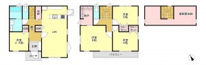 真岡市熊倉町、中古一戸建ての間取り画像です