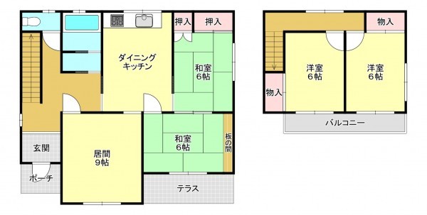 真岡市台町、中古一戸建ての間取り画像です