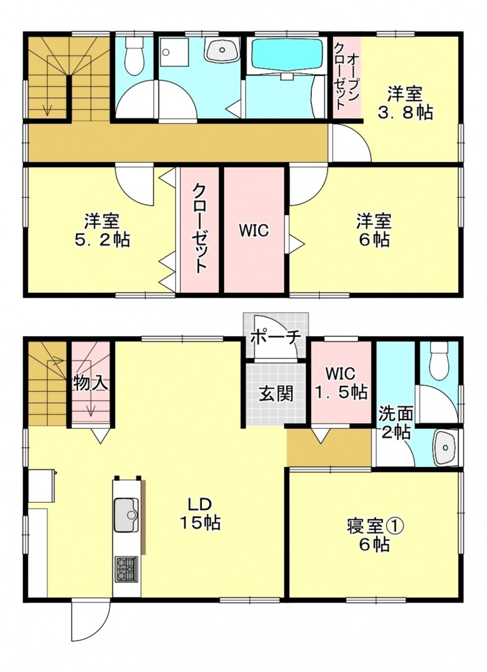 真岡市久下田西、中古一戸建ての間取り画像です