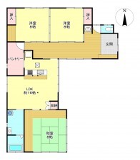 真岡市田町、中古一戸建ての間取り画像です