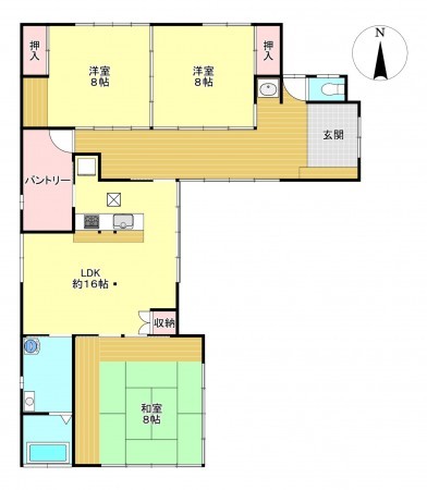 真岡市田町、中古一戸建ての間取り画像です