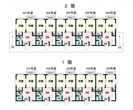 芳賀郡市貝町大字上根、収益物件/アパートの間取り画像です