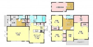 真岡市長田、中古一戸建ての間取り画像です