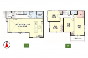 真岡市高勢町、新築一戸建ての間取り画像です