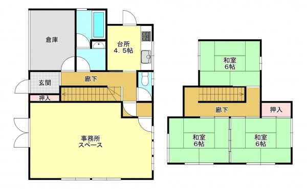 真岡市長田、中古一戸建ての間取り画像です