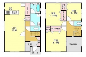 真岡市長田、新築一戸建ての間取り画像です