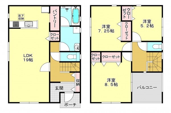 真岡市長田、新築一戸建ての間取り画像です