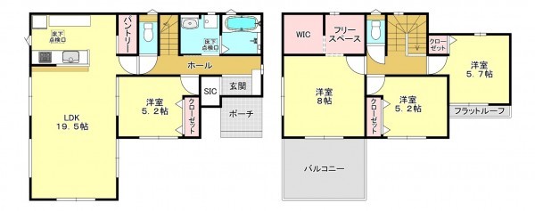 真岡市亀山、新築一戸建ての間取り画像です