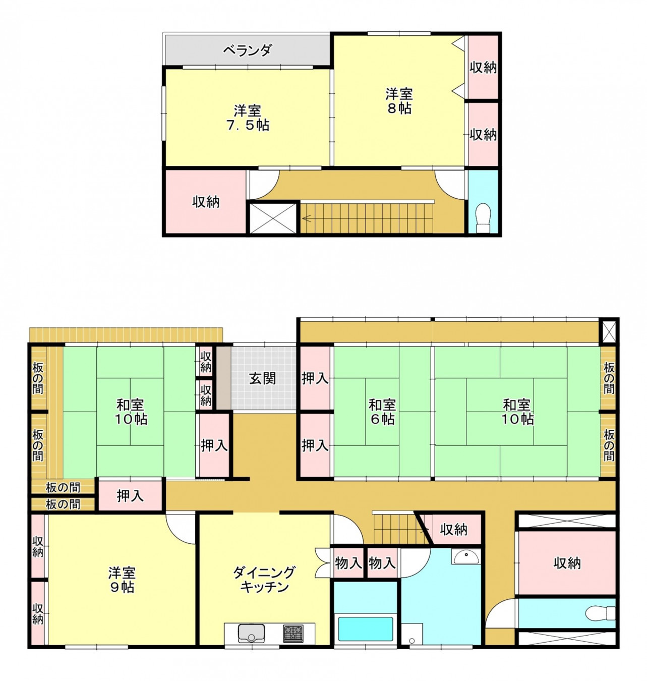 真岡市白布ケ丘、中古一戸建ての間取り画像です
