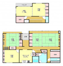 真岡市白布ケ丘、中古一戸建ての間取り画像です