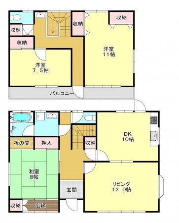 真岡市上高間木、中古一戸建ての間取り画像です