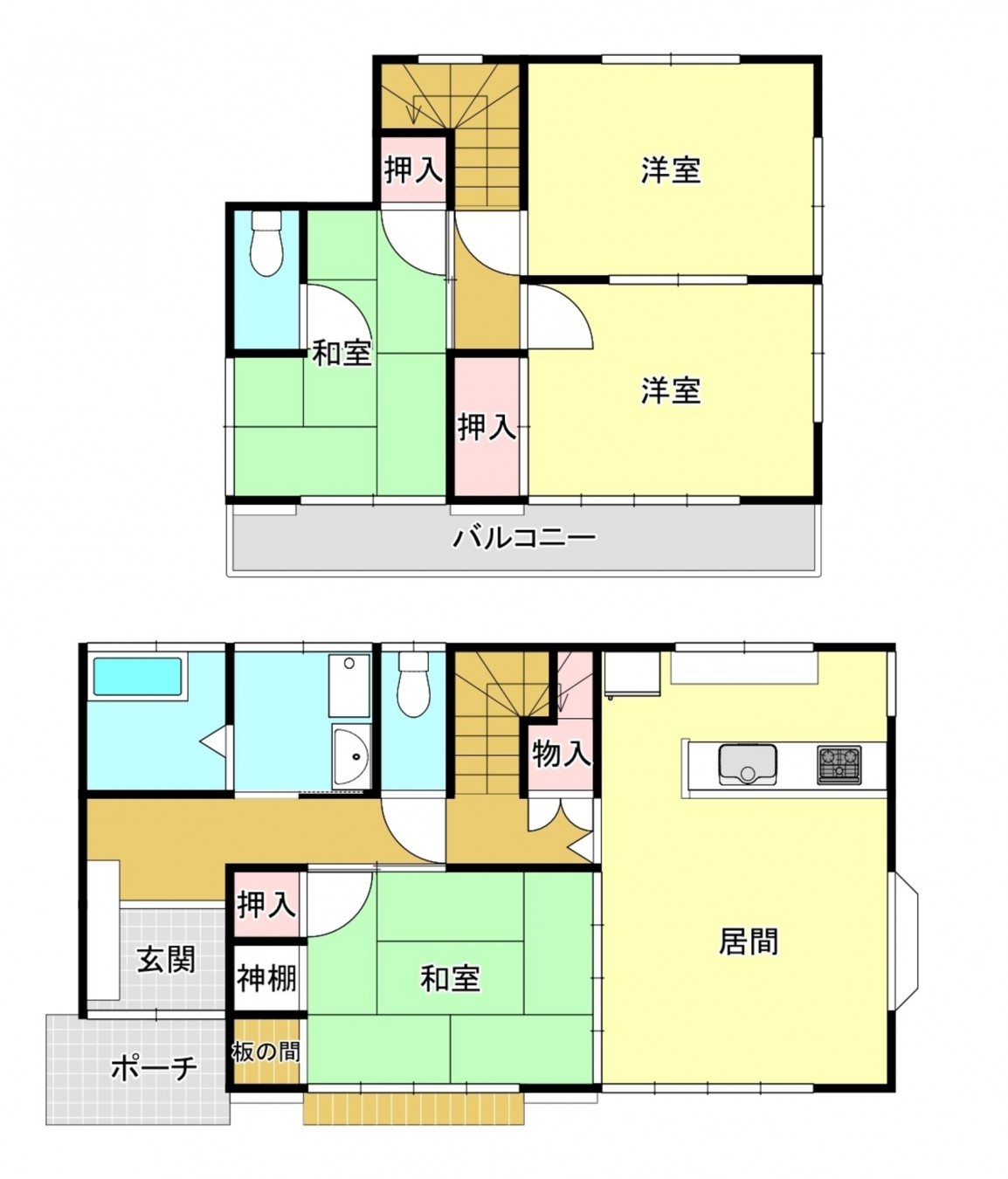 真岡市田町、中古一戸建ての間取り画像です