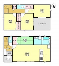 真岡市並木町、新築一戸建ての間取り画像です