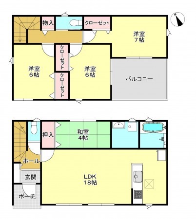 真岡市並木町、新築一戸建ての間取り画像です