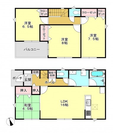 真岡市並木町、新築一戸建ての間取り画像です