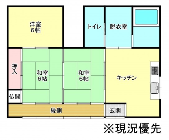 真岡市鹿、中古一戸建ての間取り画像です