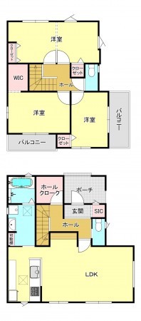 真岡市熊倉町、新築一戸建ての間取り画像です