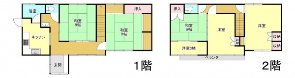 真岡市並木町、中古一戸建ての間取り画像です