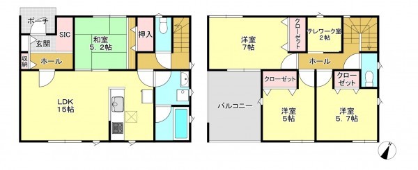 真岡市東光寺、新築一戸建ての間取り画像です