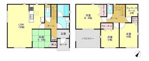 真岡市東光寺、新築一戸建ての間取り画像です