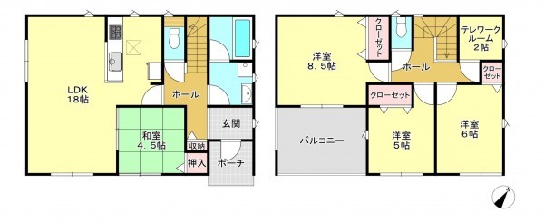 真岡市東光寺、新築一戸建ての間取り画像です