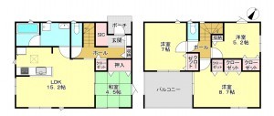 真岡市東光寺、新築一戸建ての間取り画像です