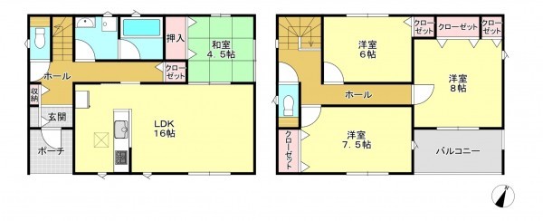 真岡市東光寺、新築一戸建ての間取り画像です