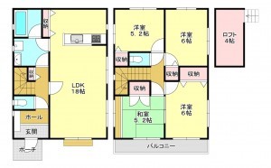 真岡市田町、中古一戸建ての間取り画像です