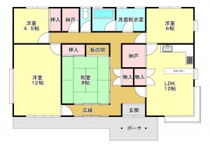 真岡市寺内、中古一戸建ての間取り画像です