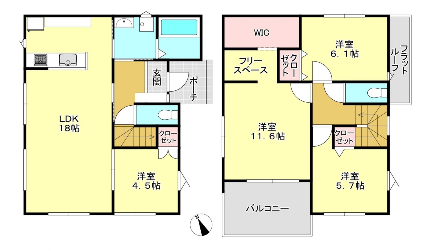 真岡市上高間木、新築一戸建ての間取り画像です