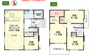 真岡市上高間木、新築一戸建ての間取り画像です