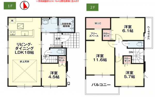 真岡市上高間木、新築一戸建ての間取り画像です