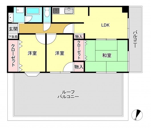 真岡市並木町、マンションの間取り画像です