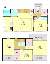 真岡市下高間木、新築一戸建ての間取り画像です