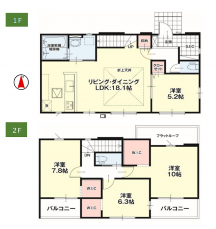 真岡市下高間木、新築一戸建ての間取り画像です