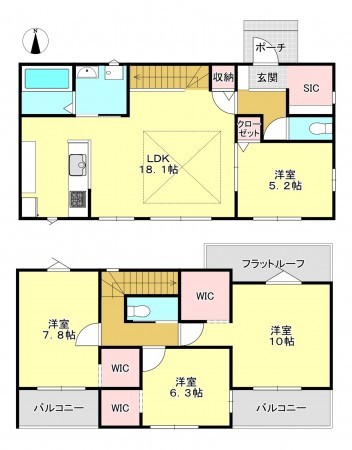 真岡市下高間木、新築一戸建ての間取り画像です