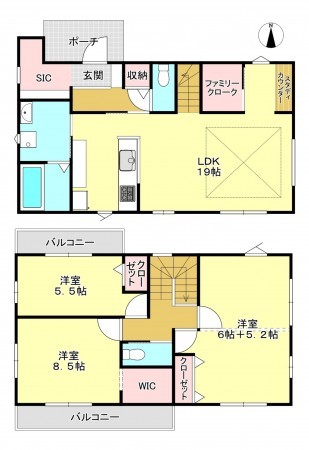 真岡市下高間木、新築一戸建ての間取り画像です