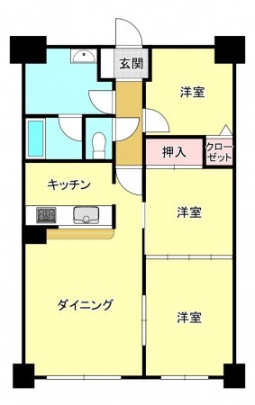 真岡市並木町、マンションの間取り画像です