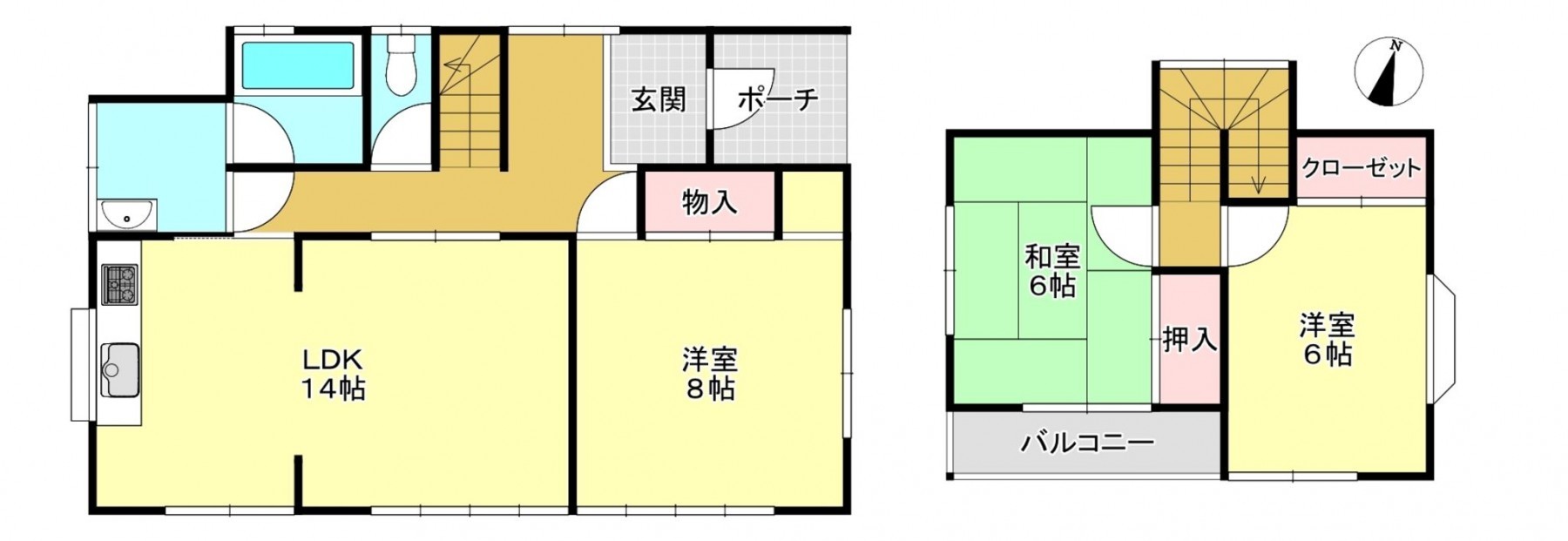 真岡市長田、中古一戸建ての間取り画像です