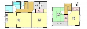 真岡市長田、中古一戸建ての間取り画像です
