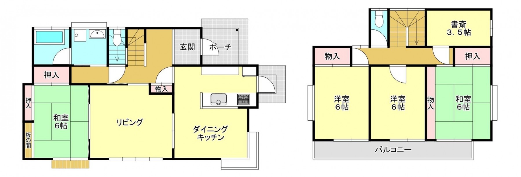 真岡市大谷台町、中古一戸建ての間取り画像です